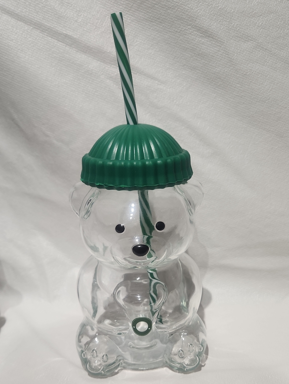 Glass bear cup green